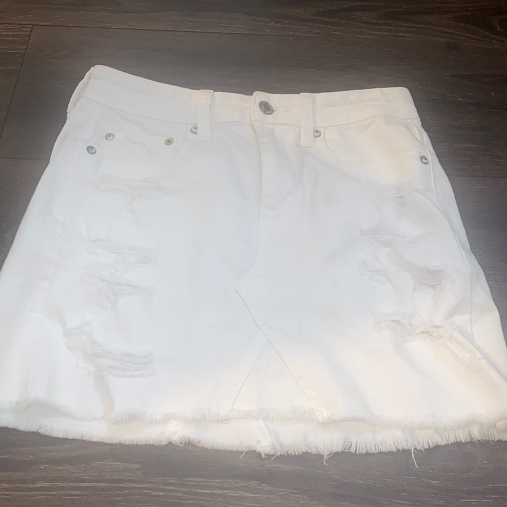White jean skirt